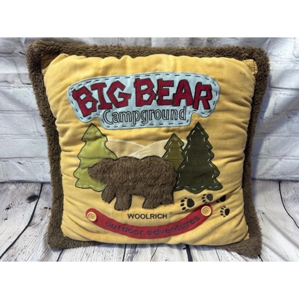 Woolrich Big Bear Camp Outdoor Adventures‎ Decorative Kids Pillow 19" Cabin